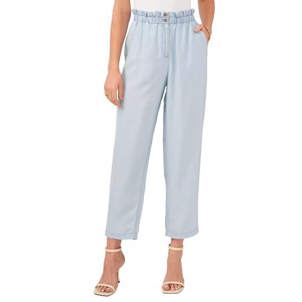 NWT Vince Camuto Paperbag Waist Pull On Pants Medium‎ Blue Lightweight Slouchy